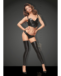 Noir Handmade: Wetlook-Stulpen und Zip-String F163, schwarz